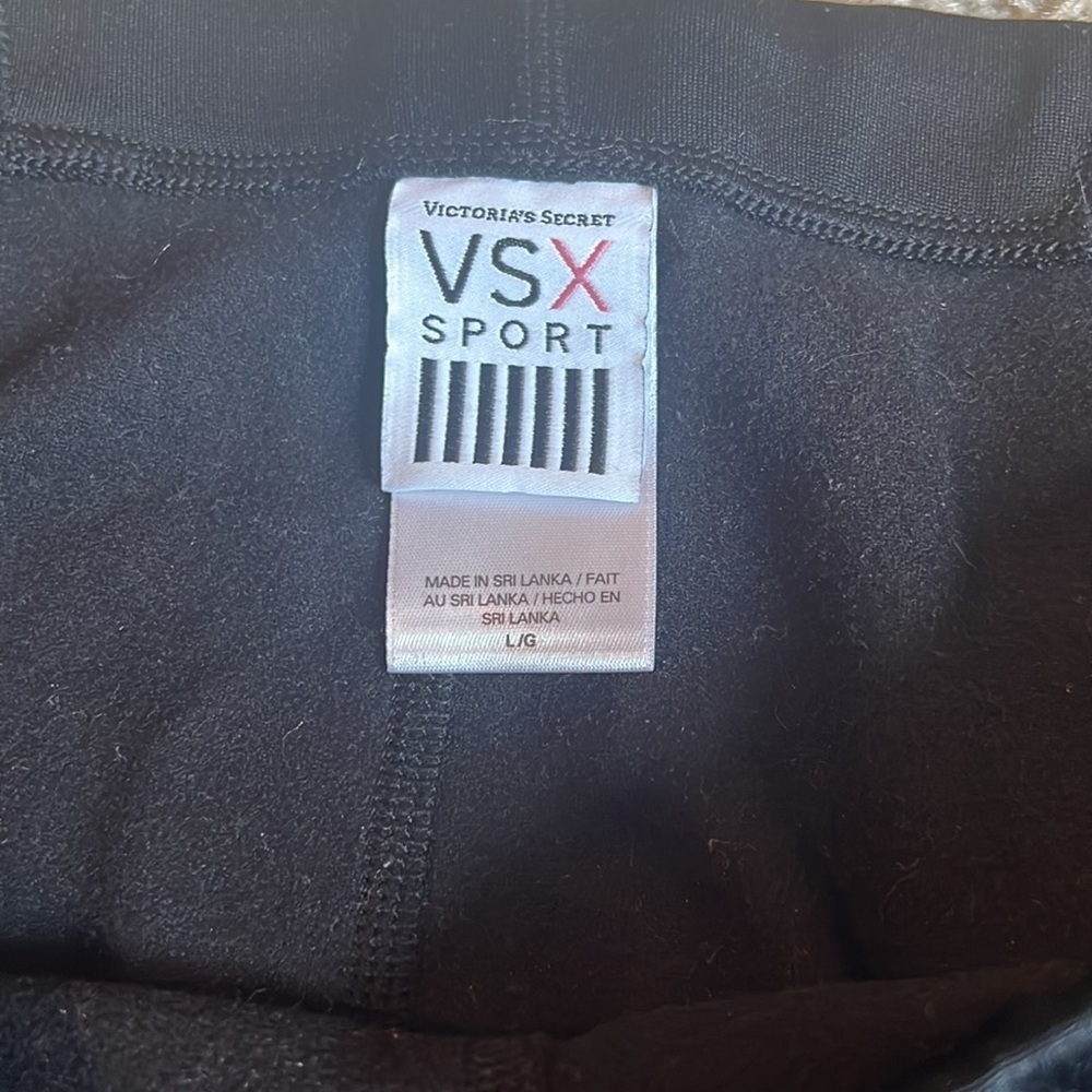 Victorias Secret Sport VSX black fleece lined pull on side zip ankle leggings l - Picture 3 of 7